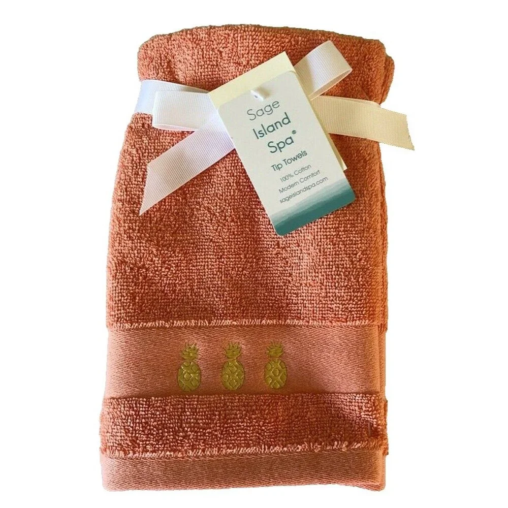 Pineapple Welcome Fingertip Towels Bathroom Summer Beach House Set of 2